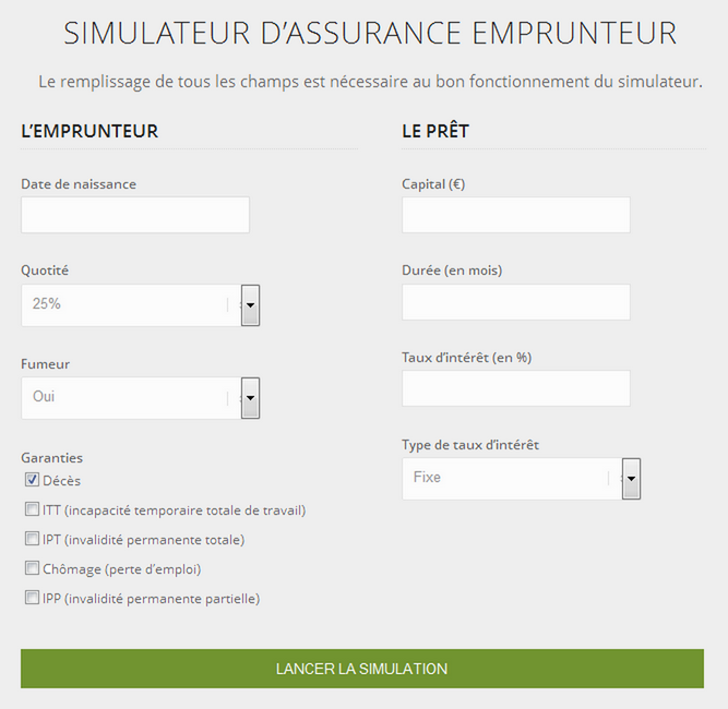 Comparateur - Simulateur Renégociation assurance de prêt